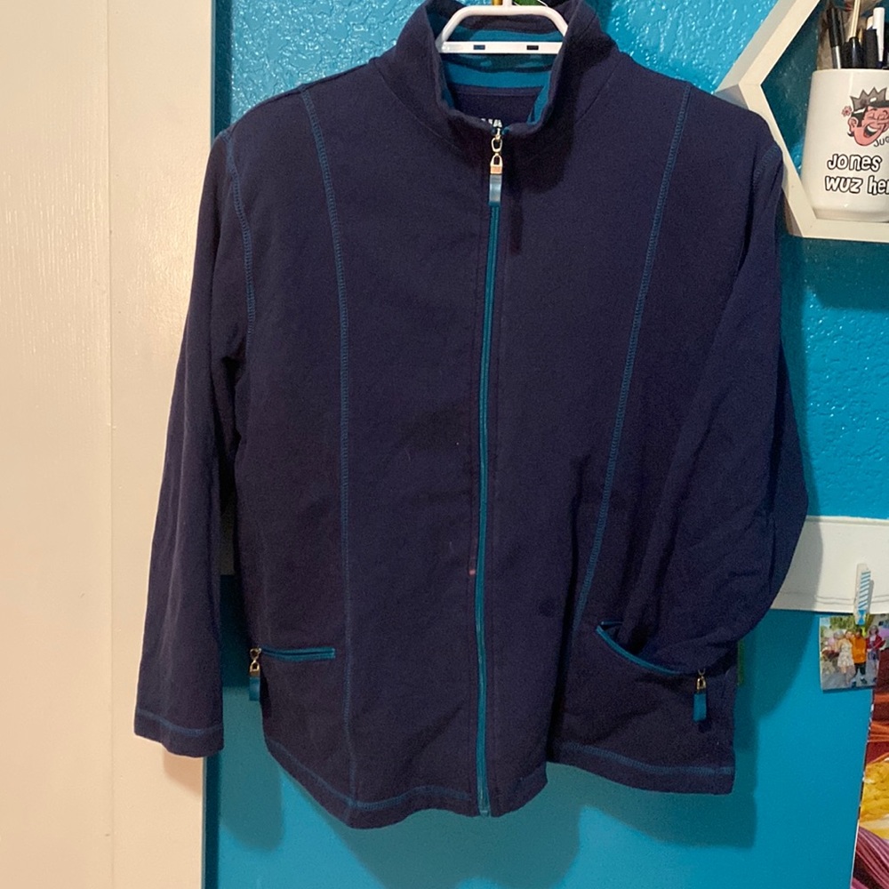 Zip up blue sweater
